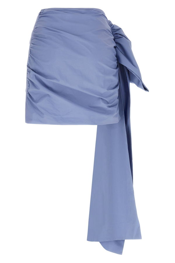 Self-Portrait Cotton Tie Side Mini Skirt - Light Blue