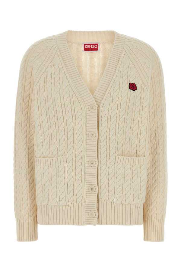 Kenzo Ivory Cotton Blend Cardigan - Ecru