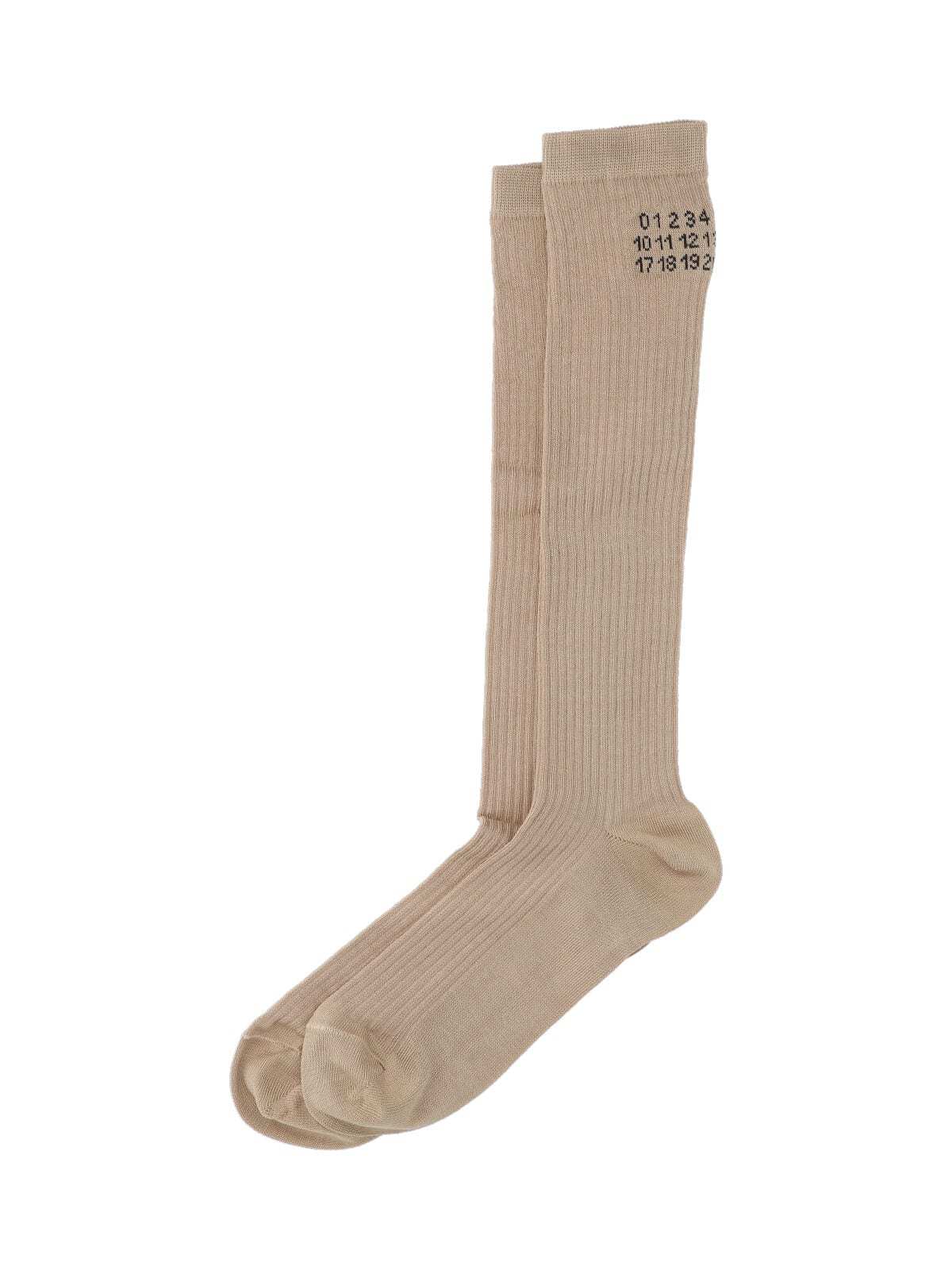 MM6 Maison Margiela Numeric Socks - Beige - Image 2 of 3