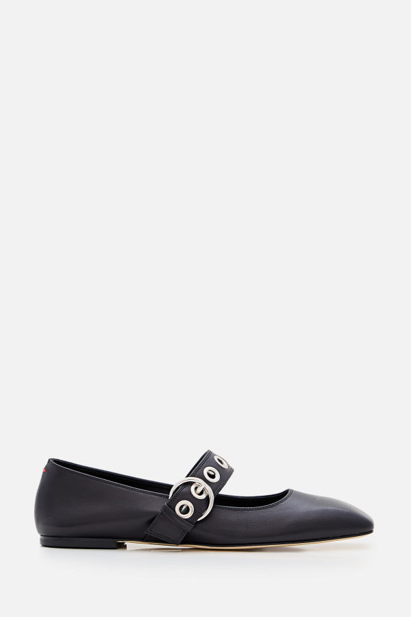 aeydē Uma Eyelet Nappa Leather Flats - Black