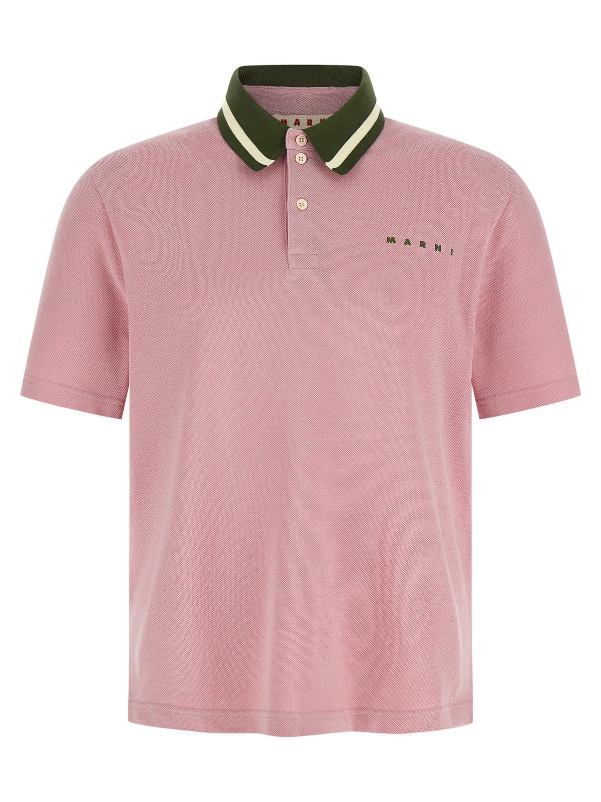 Marni Piqué Cotton Polo Shirt - Pink - Image 1 of 4
