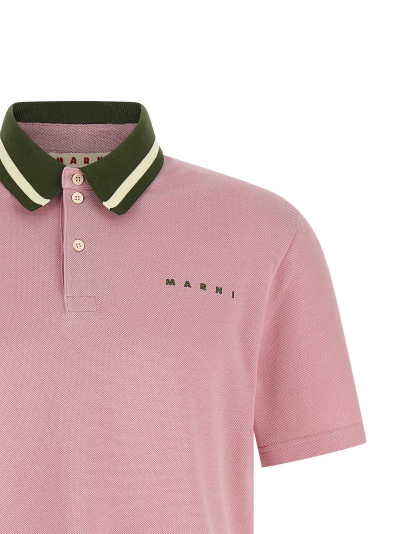 Marni Piqu Cotton Polo Shirt - Pink