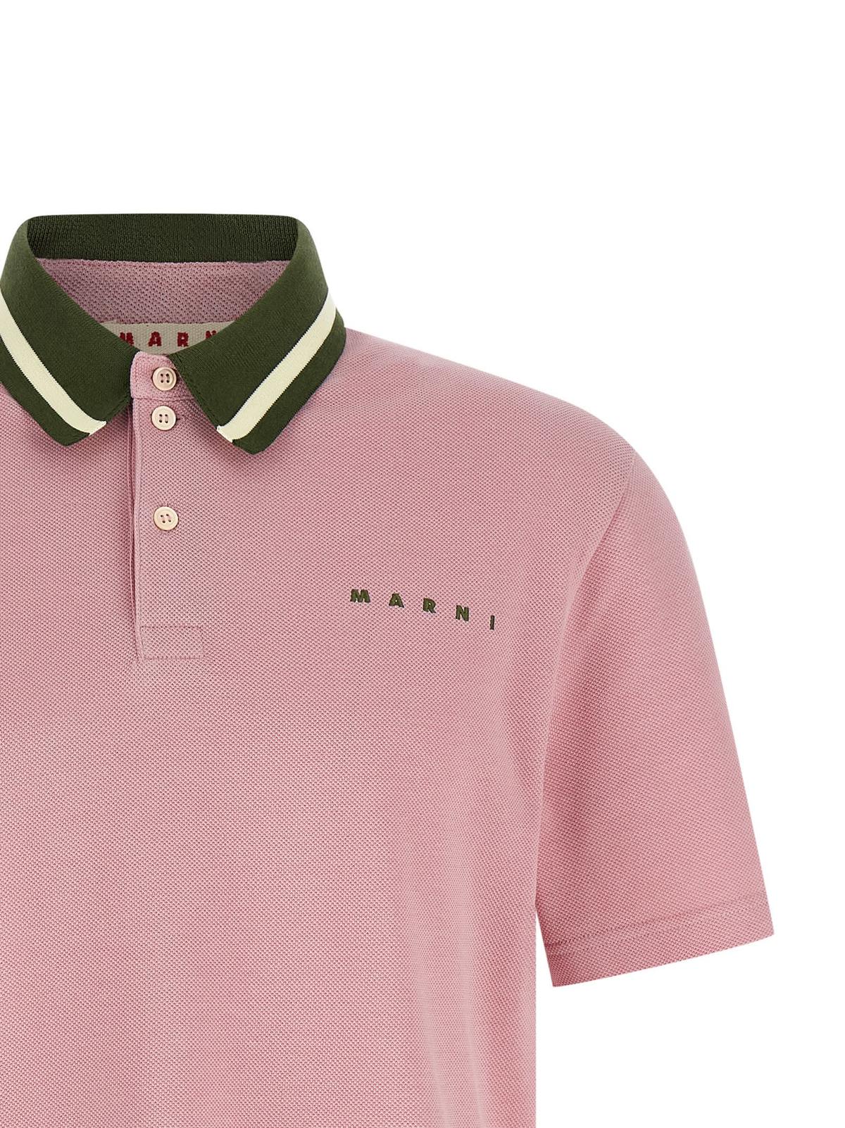 Marni Piqué Cotton Polo Shirt - Pink - Image 3 of 4