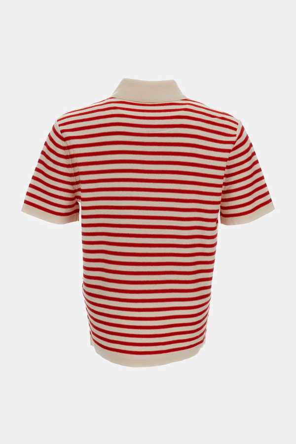 A.P.C. Eliot Striped Polo Shirt - Ecru/Red