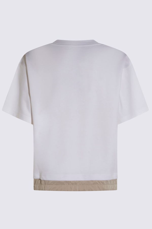 Moorer White and Beige Cotton T-Shirt - BIANCO/PEARL