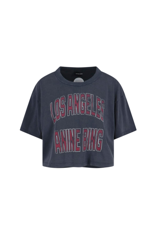 Anine Bing Johnny Logo T-Shirt - Gray