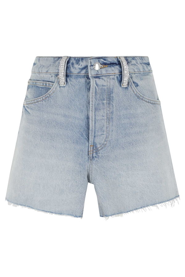 ALEXANDER WANG Mid Rise Relaxed Short With Crystal Beltloops Shorts
