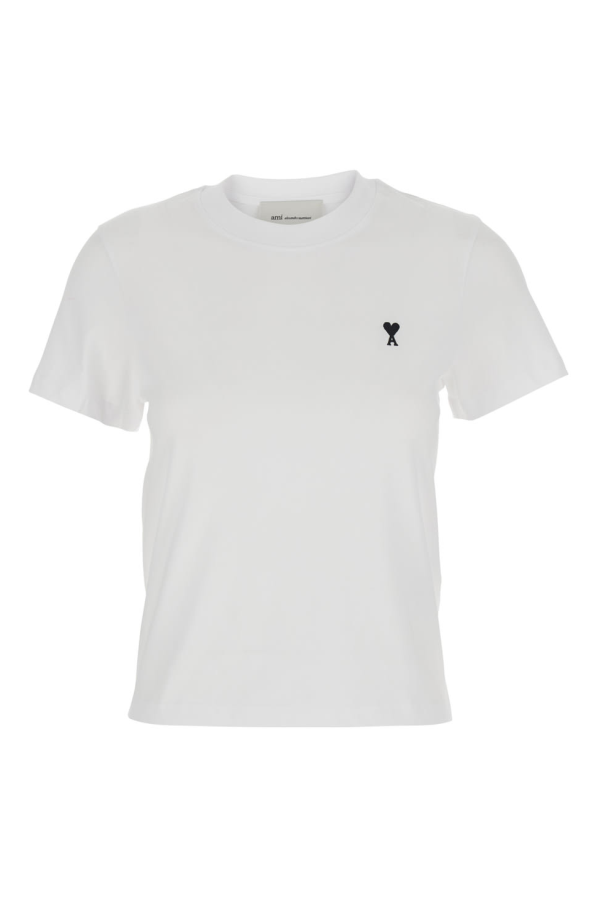 Ami Alexandre Mattiussi Quota Cropped Contrasted ADC T-Shirt - White