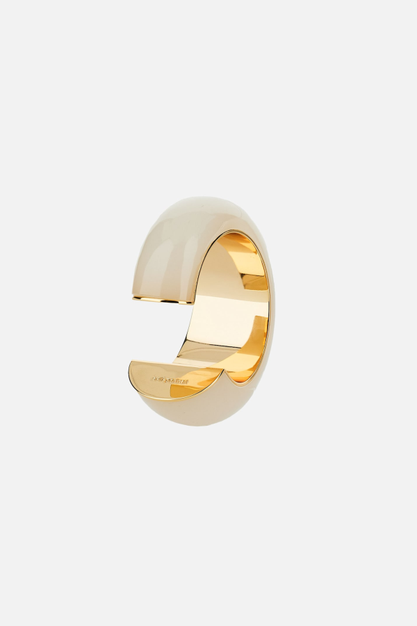 Self-Portrait Cream Resin Cuff Bracelet - Golden