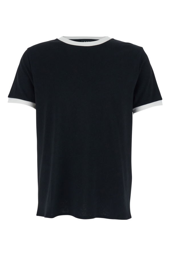 A.P.C. Crew Neck T-Shirt with Contrasting Details - Black