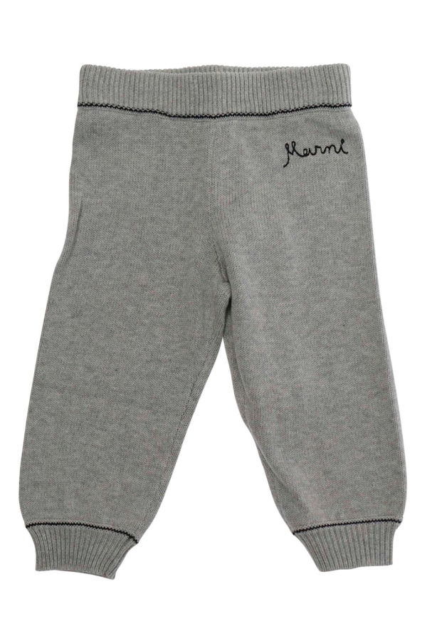 KIDS Marni Pants with Ribbed Waist and Logo Embroidery - Gray