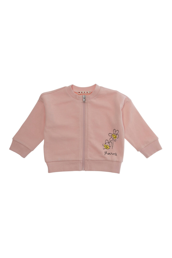 KIDS Marni Embroidered Logo Crew Neck Sweatshirt - Pink