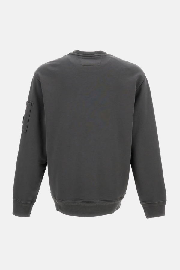 C.P. Company Cotton Diagonal Fleece Crewneck Lens Sweatshirt - Grey