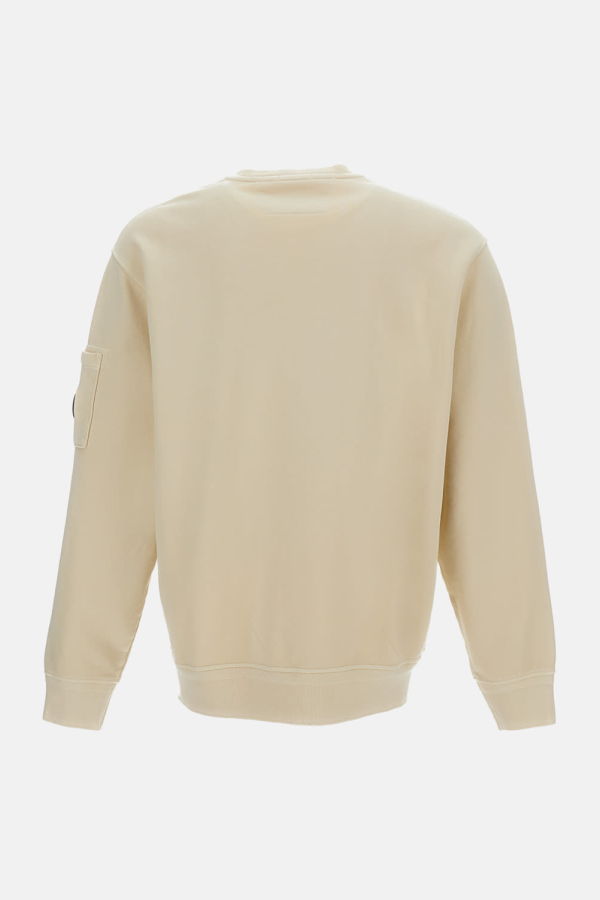 C.P. Company Cotton Diagonal Fleece Crewneck Lens Sweatshirt - Beige