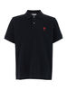 Ami Alexandre Mattiussi Polo Shirt with ADC Embroidery at the Front in Cotton - Black - Thumbnail 1