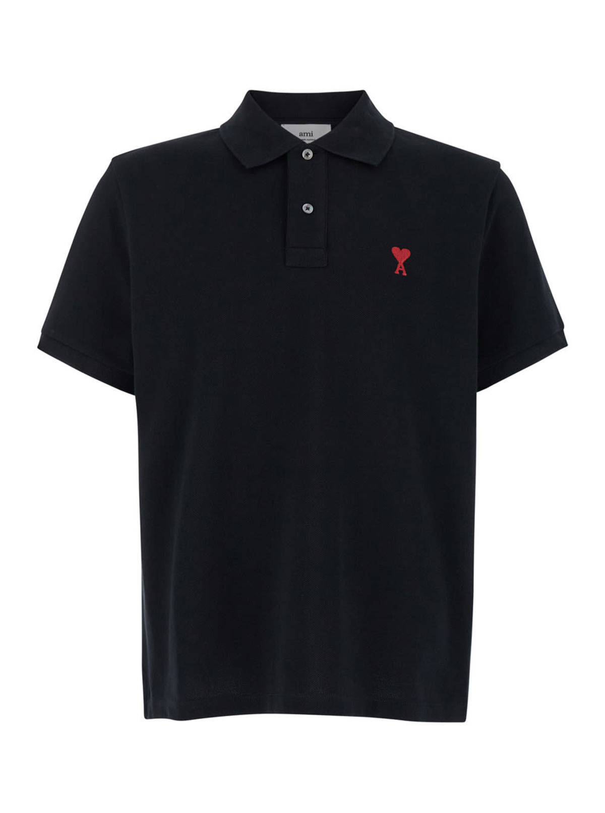 Ami Alexandre Mattiussi Polo Shirt with ADC Embroidery at the Front in Cotton - Black - Image 1 of 4