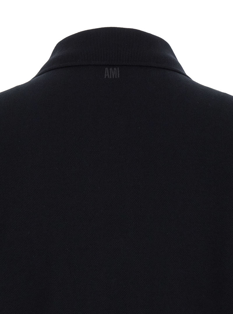 Ami Alexandre Mattiussi Polo Shirt with ADC Embroidery at the Front in Cotton - Black