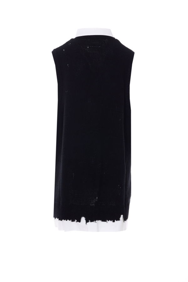 MM6 Maison Margiela Distressed Knit Vest Dress - Black