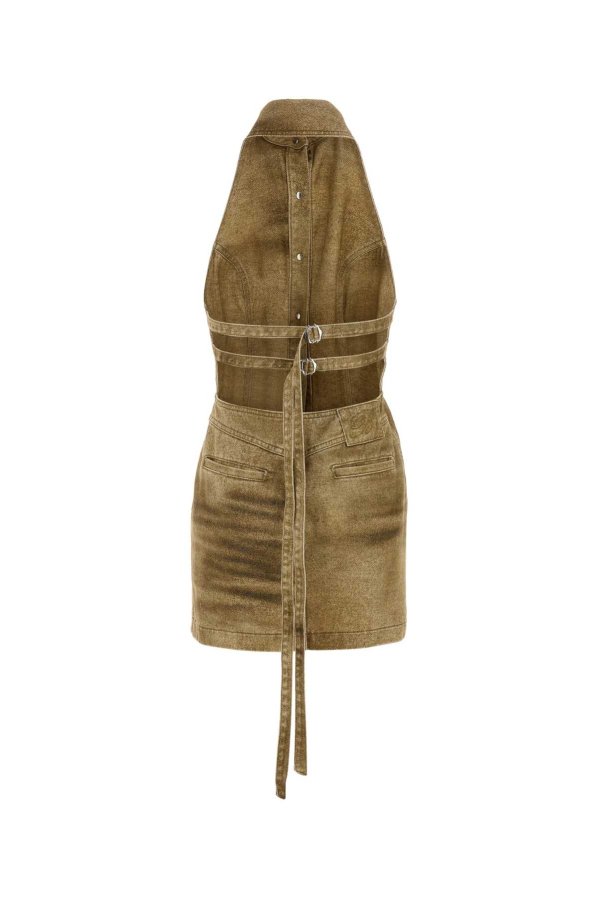 Blumarine Printed Denim Mini Dress - Beige Toffee