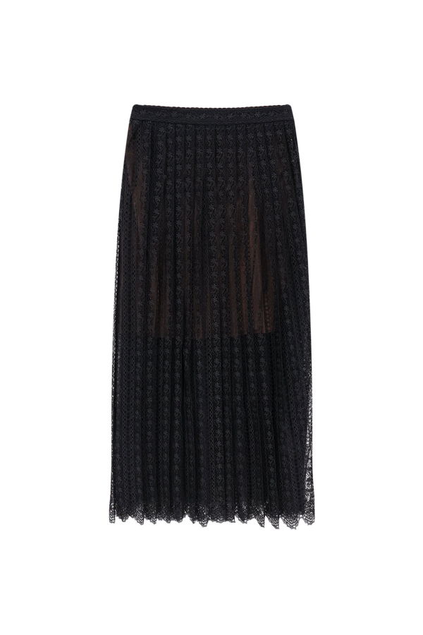 Self-Portrait Organdis And Lace Skirt - Black