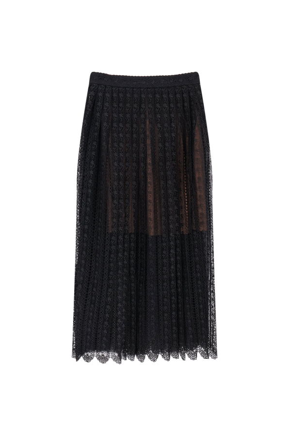 Self-Portrait Organdis And Lace Skirt - Black