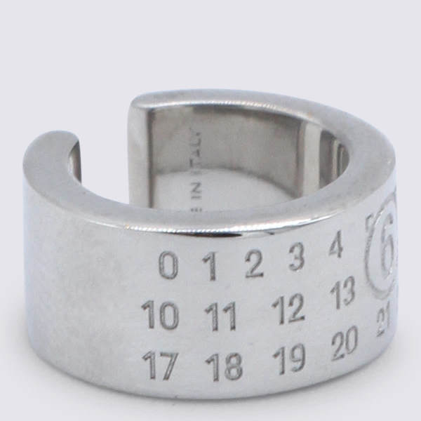 MM6 Maison Margiela Silver Brass Earrings - Polished Palladium