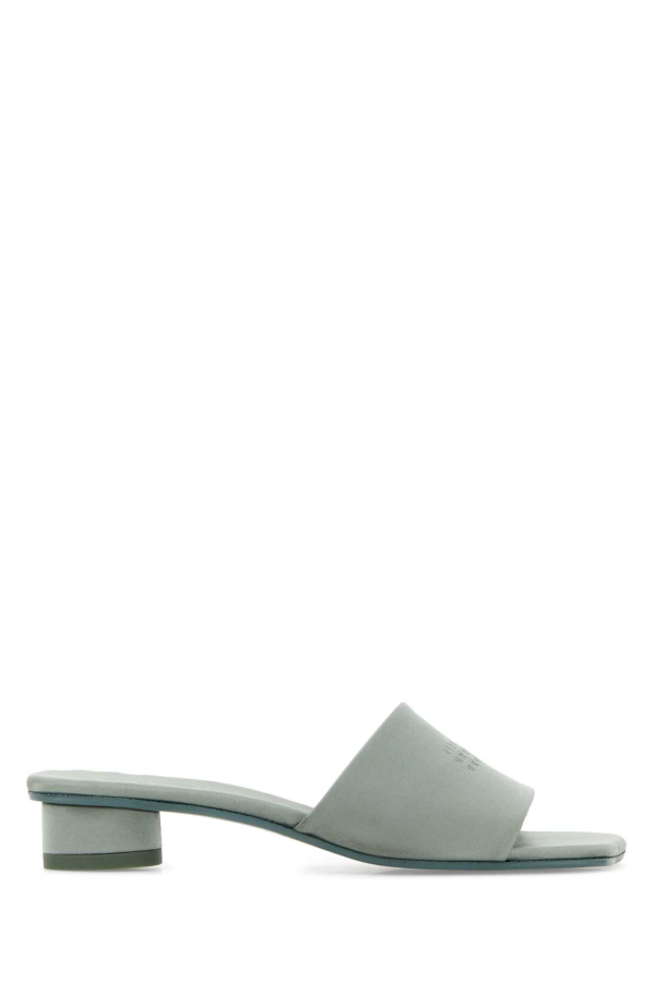 MM6 Maison Margiela Powder Blue Satin Anatomic Numeric Mules - Pussywillow Gray