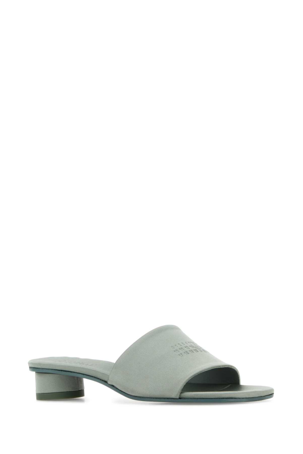 MM6 Maison Margiela Powder Blue Satin Anatomic Numeric Mules - Pussywillow Gray