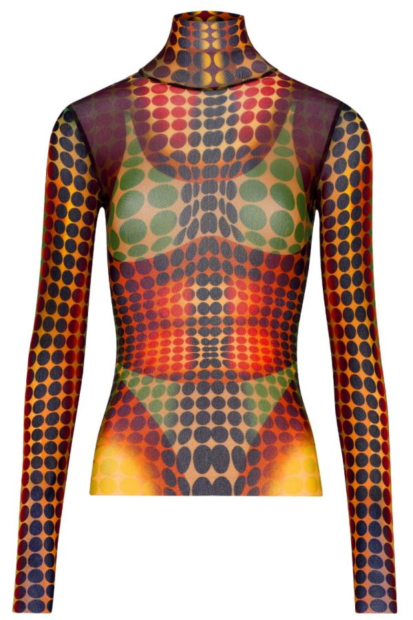 Jean Paul Gaultier High Neck Top With Print Top - Multicolour