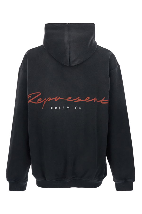 Represent Hoodie With Maxi Front and Back Print and Dropped Shoulders - Black