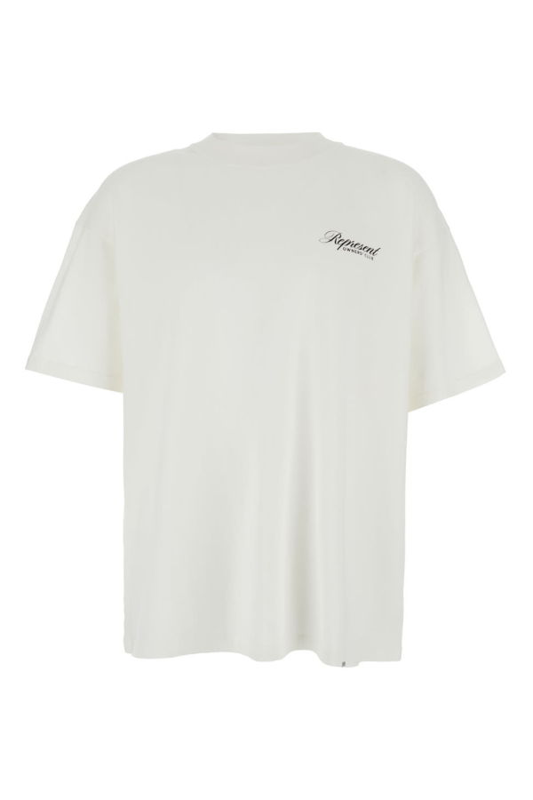 Represent White Crewneck T-Shirt With Front And Back Owners Club Print In Cotton T-Shirt - White