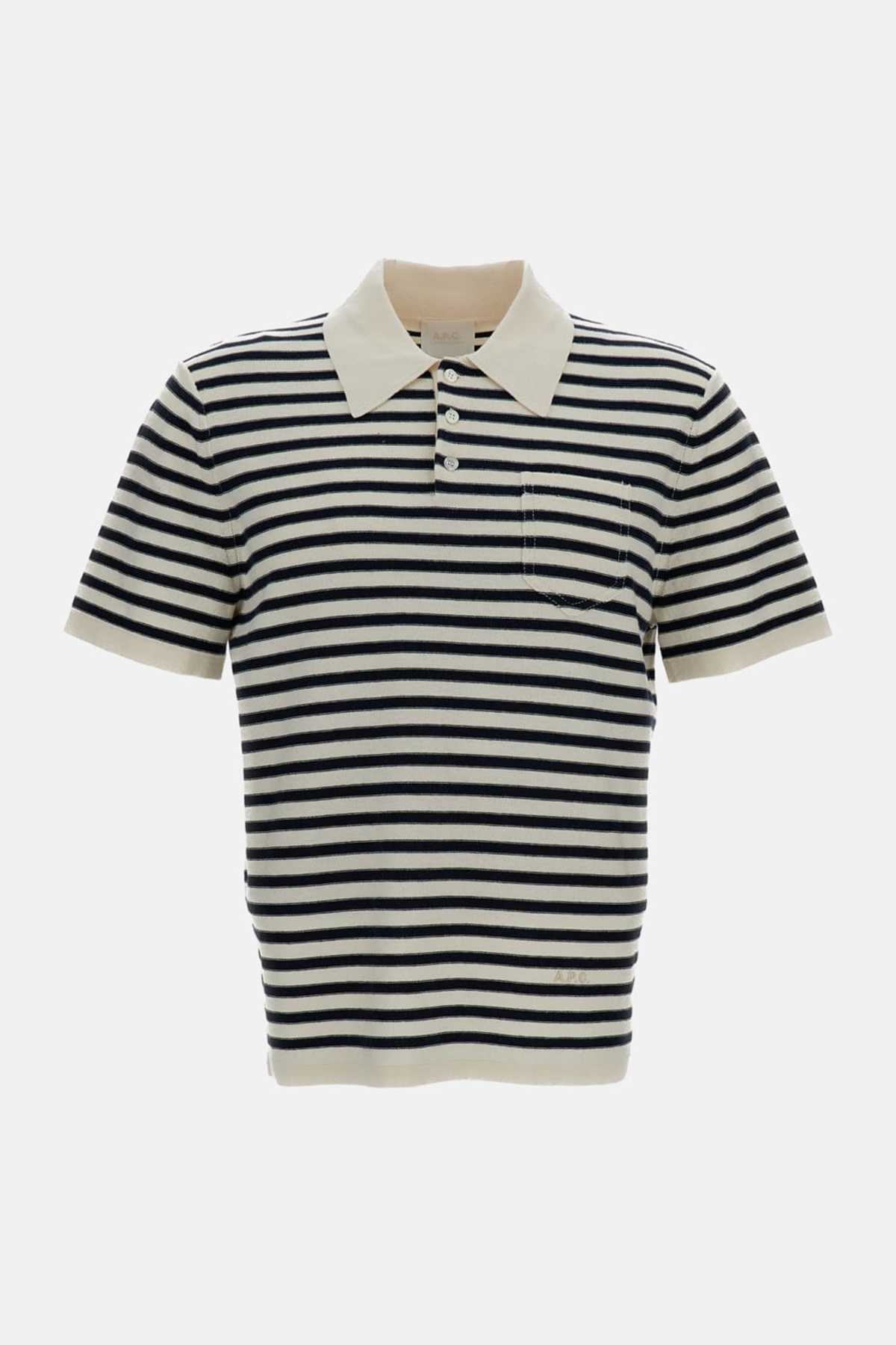 A.P.C. Eliot Striped Polo Shirt - White - Image 1 of 3