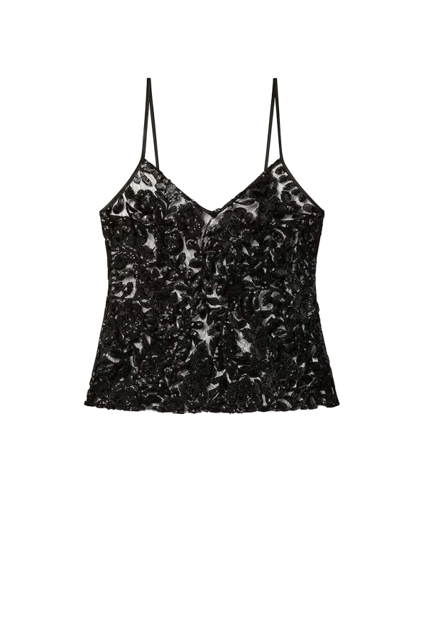 Golden Goose Tulle Top With Sequins Embroidery Top - Black