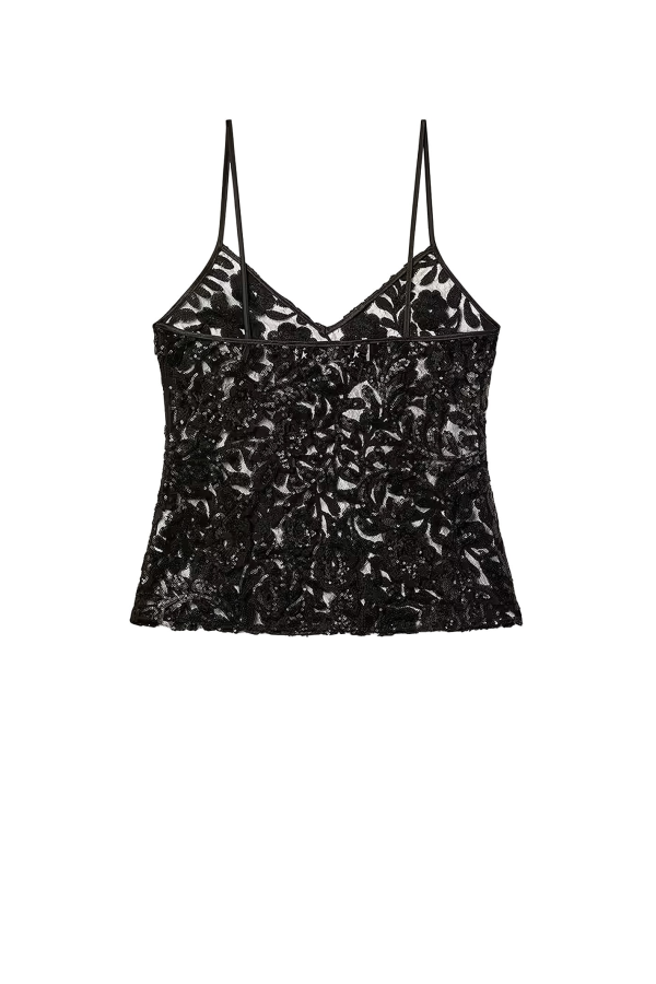 Golden Goose Tulle Top With Sequins Embroidery Top - Black