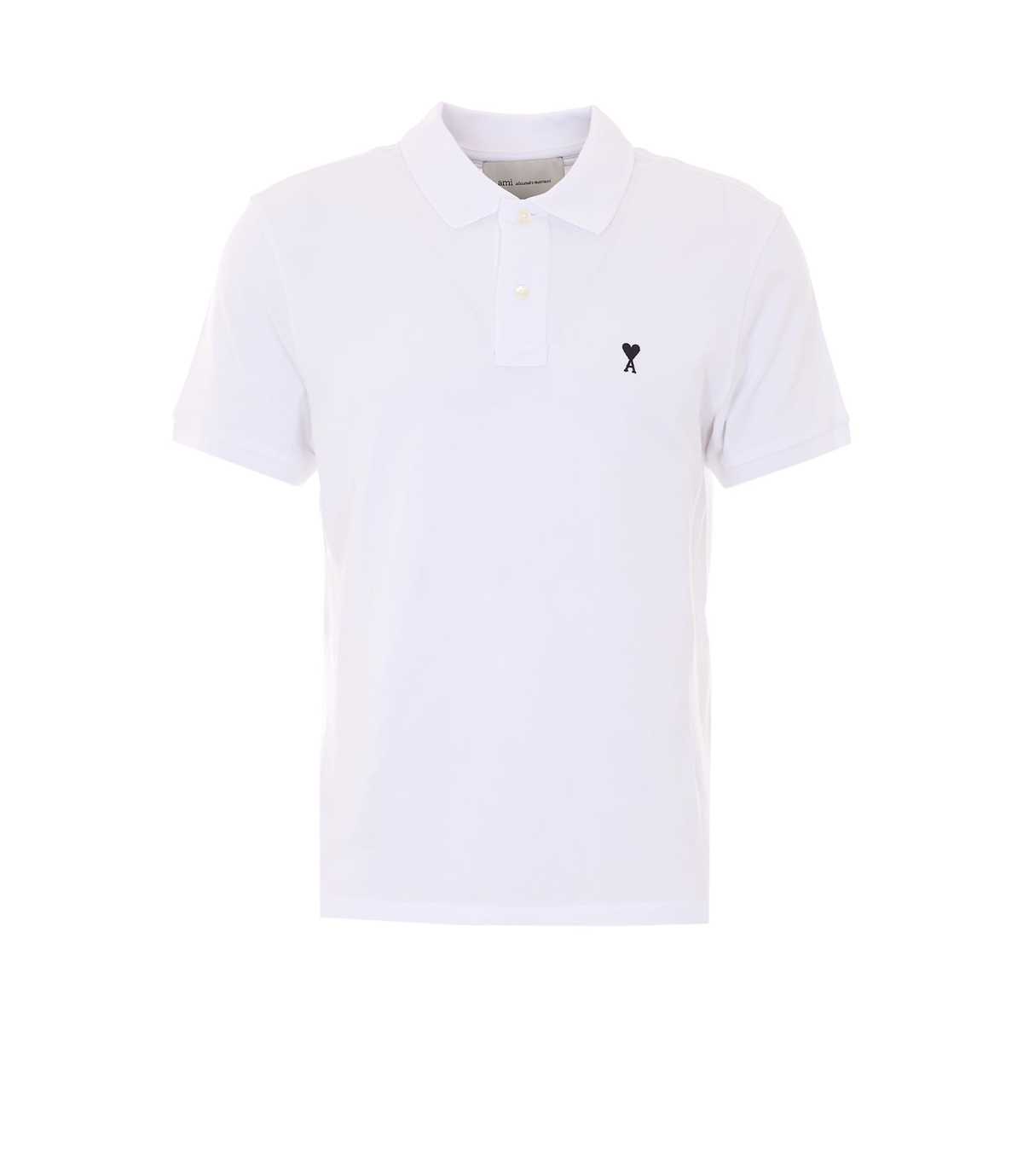 Ami Alexandre Mattiussi Ami De Coeur Polo Shirt - White - Image 1 of 4