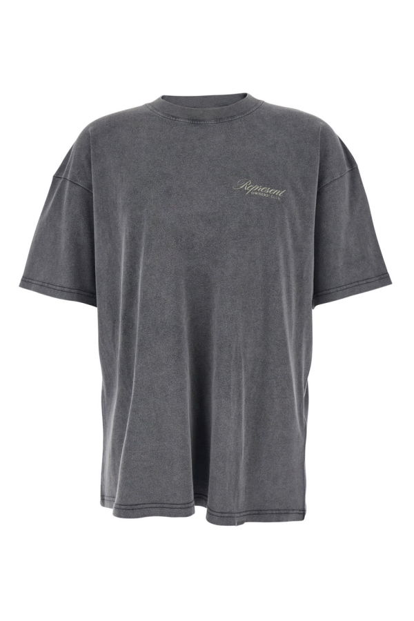 Represent Crew Neck Logo Faded T-Shirt - Gray