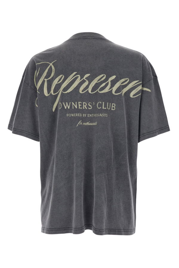 Represent Crew Neck Logo Faded T-Shirt - Gray