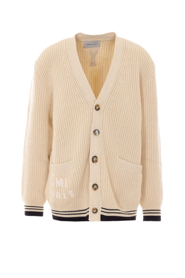 Ami Alexandre Mattiussi Logo Knit Cardigan - White