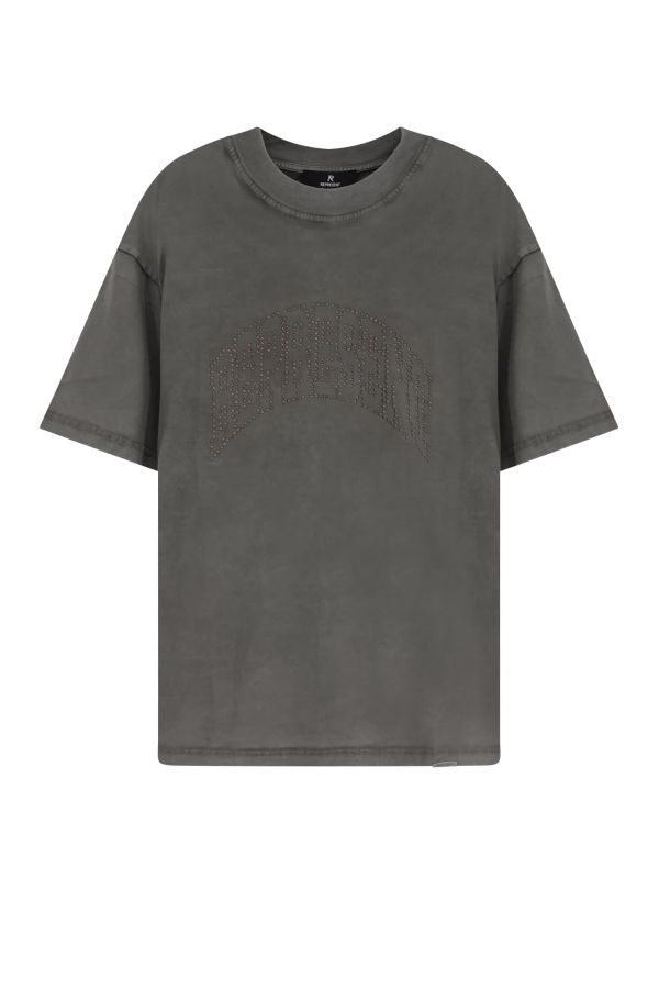 Represent Embellished Cotton T-Shirt - Stained Black