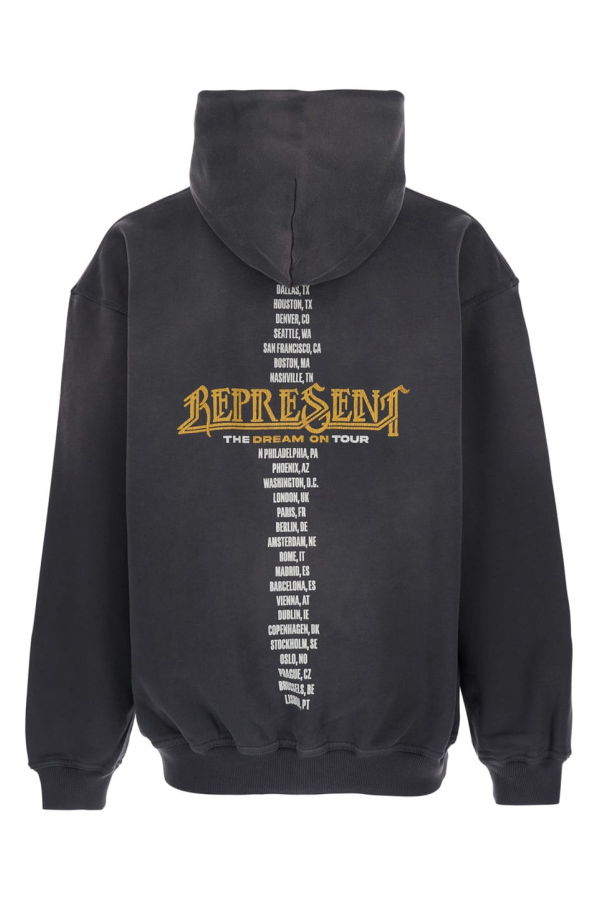 Represent Black Hoodie With Graphic Print and Faded Effect - Black