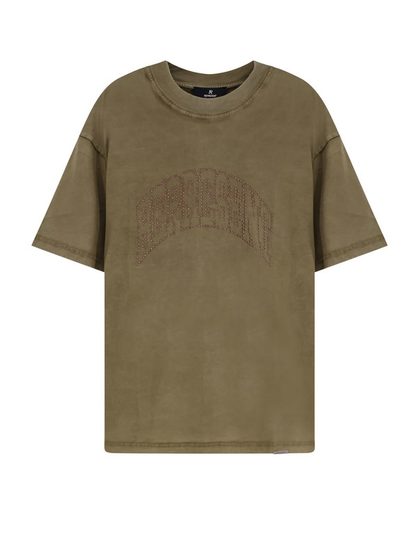 Represent Embellished Cotton T-Shirt - Vintage Khaki