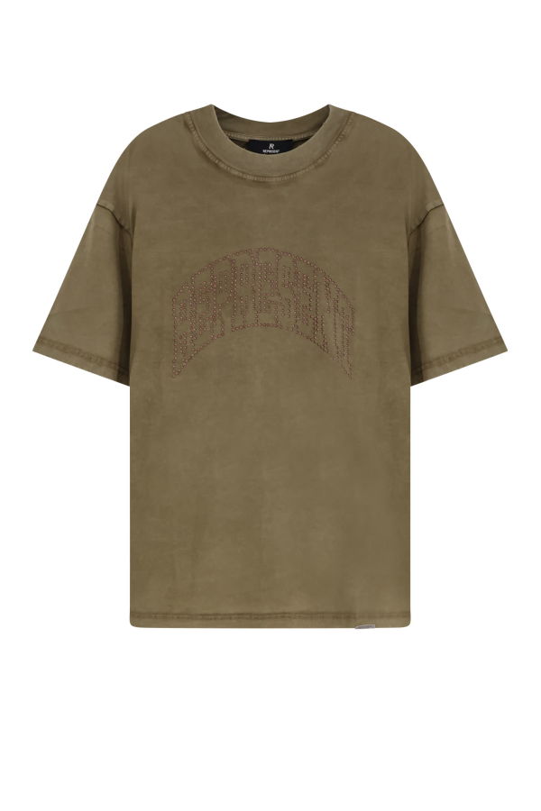 Represent Embellished Cotton T-Shirt - Vintage Khaki