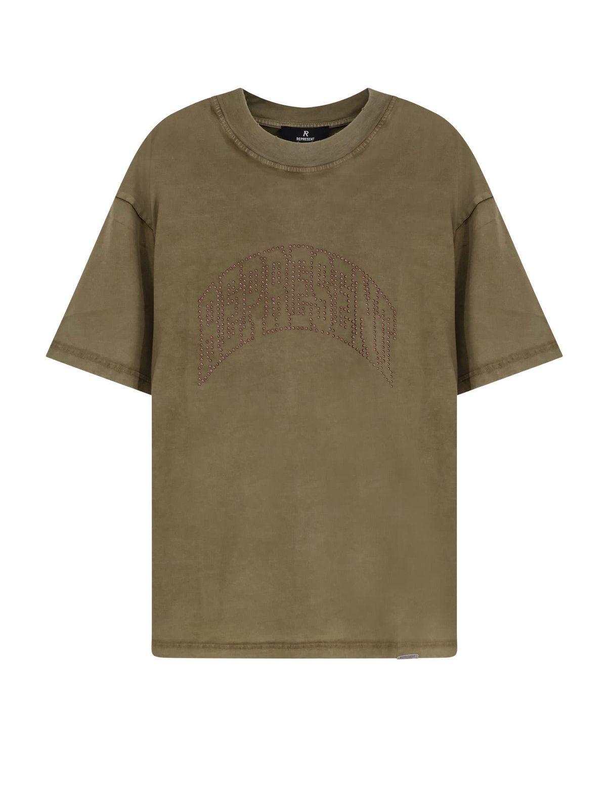 Represent Embellished Cotton T-Shirt - Vintage Khaki - Image 1 of 3