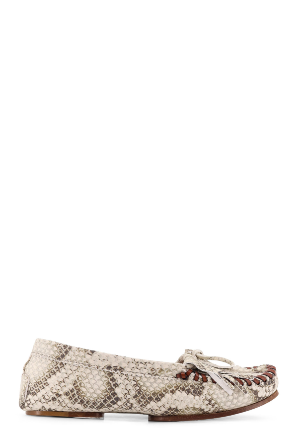 Paris Texas Indiana Leather Loafers With Croco Print - Natural