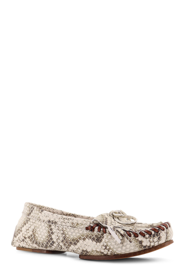 Paris Texas Indiana Leather Loafers With Croco Print - Natural