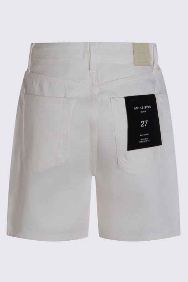 Anine Bing White Cotton Shorts - Beige