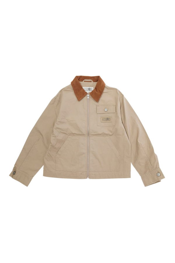 KIDS MM6 Maison Margiela Classic Collar Logo Patch Jacket - Beige