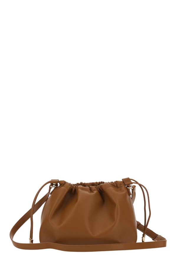 A.P.C. Ninon Drawstring Crossbody Bag With Logo Lettering in Faux Leather - Brown