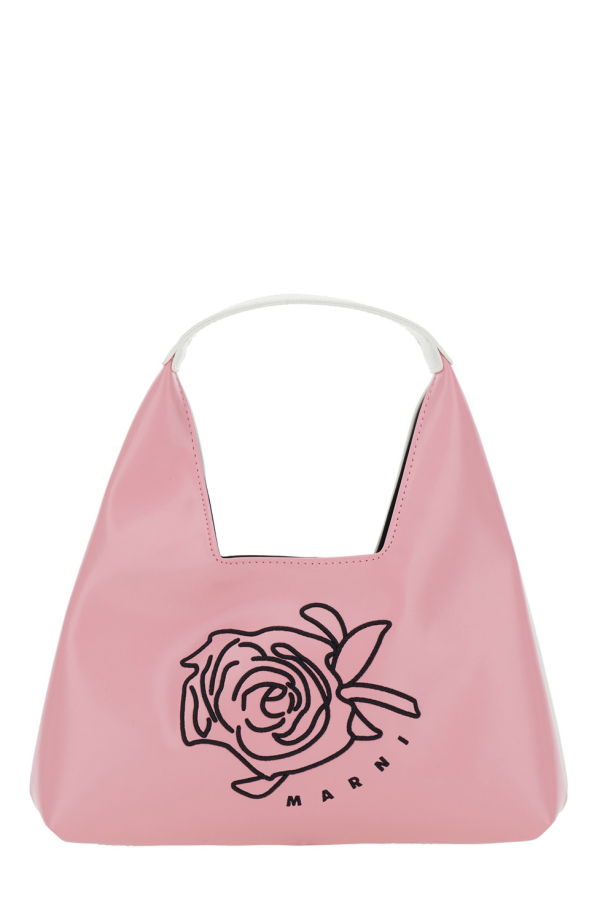 KIDS Marni Shoulder Bag With Top Handle And Maxi Logo In Ecoleather - Pink