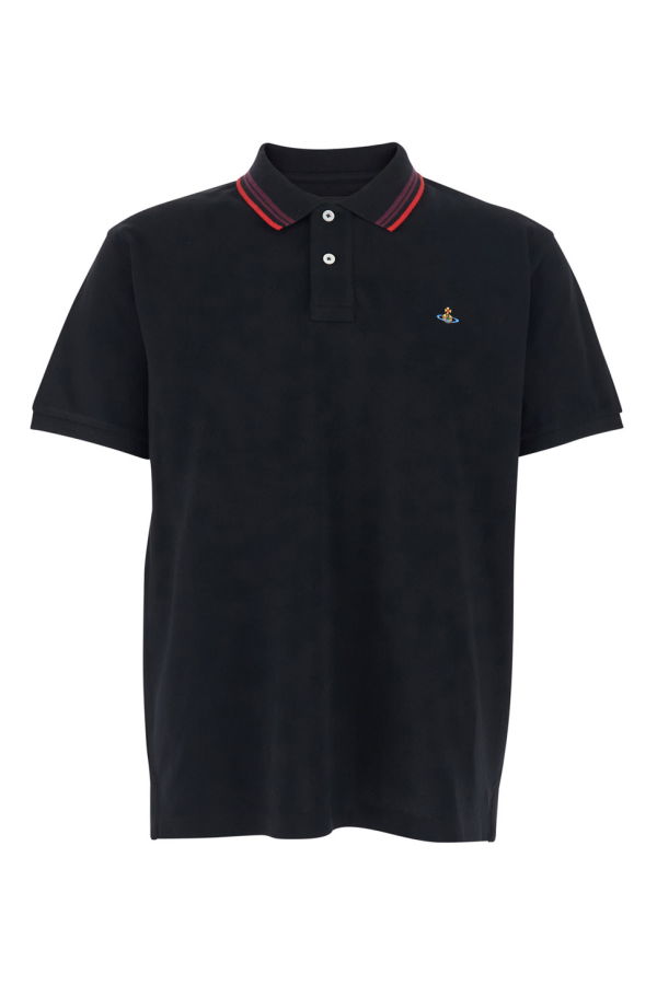 Vivienne Westwood Polo Shirt With Logo Detail On The Front In Cotton Top - Black